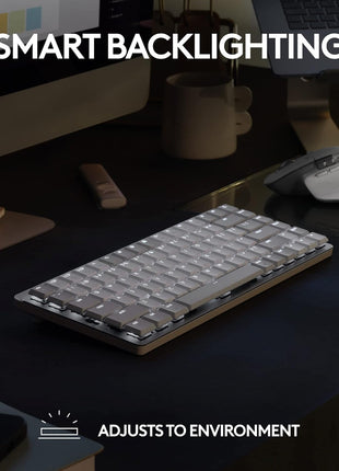 Logitech MX Mechanical Mini for Mac Wireless Illuminated Keyboard, Low-Profile Performance Switches, Tactile Quiet Keys, Backlit, Bluetooth, USB-C, Apple, iPad - Space Grey