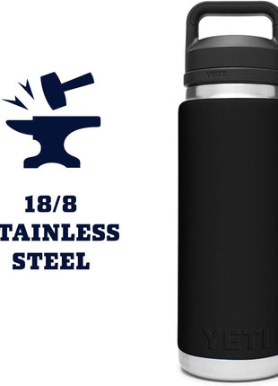 YETI Rambler 26 oz Bottle, Vacuum Insulated, Stainless Steel with Chug Cap, Black