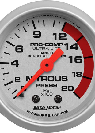 Auto Meter 4328 Ultra-Lite Mechanical Nitrous Pressure Gauge
