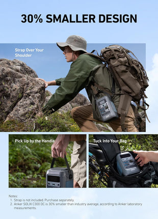 Anker SOLIX C300 DC Power Bank Station, Outdoor 288Wh Portable Power Station, LiFePO4 Battery, 300W Solar Generator, for Camping, Traveling, and Emergencies (No Wall Charger Included)