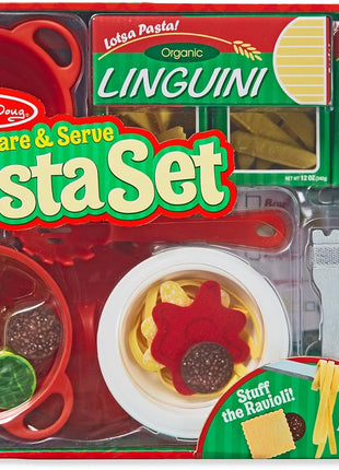 Melissa & Doug Prepare & Serve Pasta Set with Toy Food & Kids Play Kitchen Accessories, Montessori-Inspired Preschool Learning Toys for Girls & Boys 3+