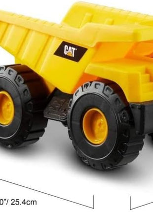 CAT Construction Toys, Construction Fleet 10" Dump Truck Toy - Heavy‐Duty Plastic, Working Tilting Bed & Free‐Rolling Wheels, Indoor/Outdoor Sandbox Truck for Toddlers & Kids Ages 2-6