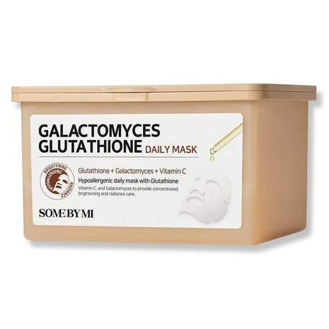 SOME BY MI Galactomyces Glutathione Daily Mask - 30 Sheets, 11.8Oz - Vitamin C Vegan Face Sheet Mask for Skin Brightening Routine - Skin Moisturizing and Glowing Care for Glass Skin - Korean Skin Care
