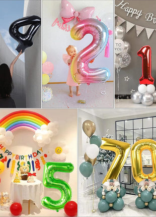 40 Inch Gold Number 3 Balloon, 3rd Birthday Decoration Boys Girls | Large Self Inflating Number Balloons, Mylar Foil Helium Balloon for Women Men Party Anniversary Supplies Reusable