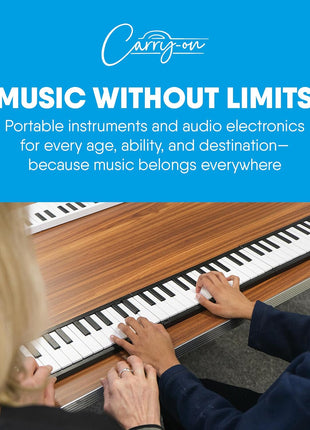 Carry-on 88 Key Folding Piano - Ultra-Portable and Full-Sized with 128 Voices and USB MIDI Connectivity - Travel Piano Keyboard Perfect for Practice, Travel, and Performances - Black