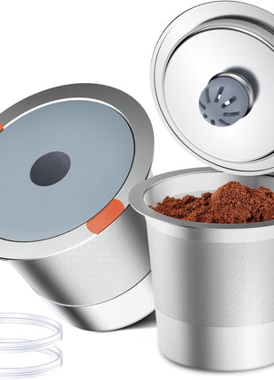 Noalto Reusable K Cups and Coffee Pods,Universal stainless steel k Cups for Keurig 2.0 and 1.0 Coffee Makers machine(2pack)