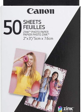Canon Ivy Zink 2" x 3" Photo Sticker Paper 50 Sheets Pack