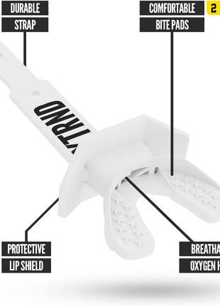 Nxtrnd Two Football Mouth Guard, Football Mouthpiece with Strap, Fits Adult & Youth (White)