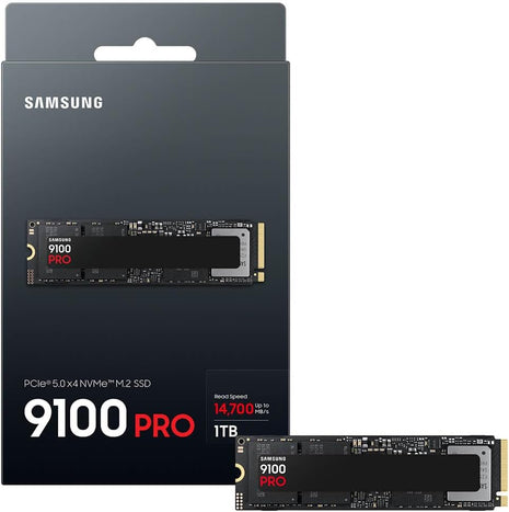 Samsung SSD 9100 PRO 1TB, PCIe 5.0x4 M.2 2280, Seq. Read Speeds Up to 14,700MB/s, Best for AI Computing, Gaming, and Heavy Duty Workstations (MZ VAP1T0B/AM)