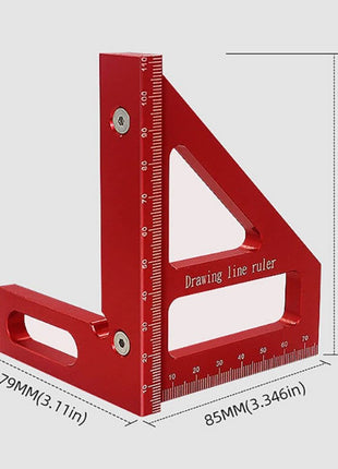 3D Multi-Angle Measuring Ruler,45/90 Degree Aluminum Alloy Woodworking Square Protractor,Drawing Line Ruler, Miter Triangle Ruler High Precision Layout Measuring Tool for Engineer Carpenter,R