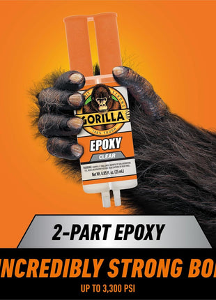 Gorilla 2 Part Epoxy, Clear Epoxy, 0.85 Ounce Syringe (Pack of 1) - 5 Minute Set, Incredibly Strong Bonding