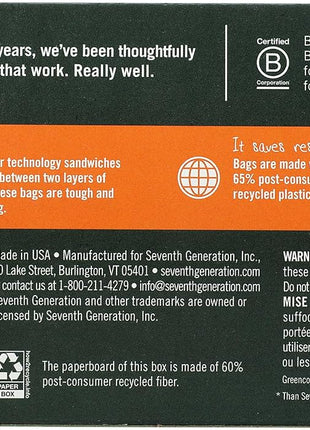 Seventh Generation Drawstring Kitchen Trash Bags 13 gal, 20 Bags