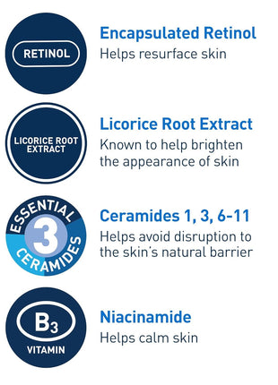 CeraVe Resurfacing Retinol Face Serum with Niacinamide, Pore Minimizer, 1oz | Skin Care Brightening Serum with Licorice Root, Acne Scar & Hyperpigmentation Treatment, Dark Spot Corrector, Skin Repair