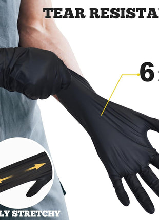 TitanFlex Disposable Nitrile Exam Gloves - 6-mil, Black, Large 100-ct Box, Heavy Duty, Latex Free, Food Safe for Cooking & Food Prep