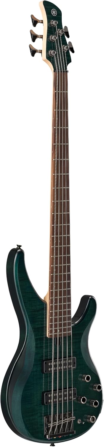 Yamaha TRBx605 5 String Flamed Maple Bass Guitar, Indigo Blue