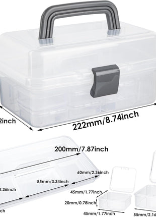 Diamond Organizer, 16Pcs Small Diamond Painting Organizers and Removable Tray, Mini Clear Bead Storage Containers Boxes with Hinged Lid for Bracelet Making DIY Jewelry Craft Nail