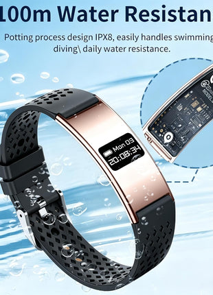 Smart Bracelet Ultra Thin Fitness Tracker for Women Men Slim Health Band Sleep Heart Rate Monitor Pedometer Step Counter Lightweight Ladies Wearable Activity Tracker, Silicone & Nylon Strap