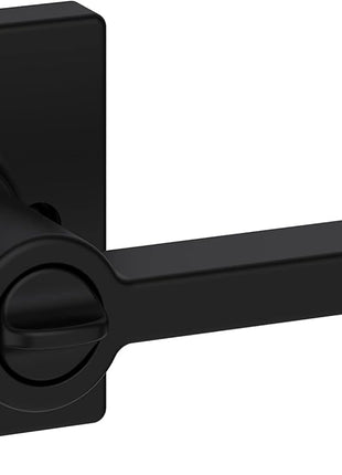 Kwikset Casey Interior Privacy Door Handle with Lock, Door Lever For Bathroom and Bedroom, Matte Black Reversible Keyless Turn Lock, with Microban Protection