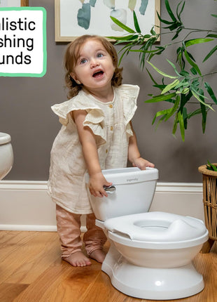 Ingenuity My Size Potty Pro 2-in-1 Potty Training Toilet, Floor Potty with Removable Potty Seat for Standard Toilets, Realistic Flushing Sound, For Toddlers Ages 18+ months, Up to 50 lb