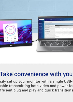 Dell 14 Portable Monitor - P1424H - 14-inch Full HD (1080p) 1920 x 1080, IPS Panel, USB-C connectivity, Comfortview, 3-Year Advanced Exchange Service - Silver