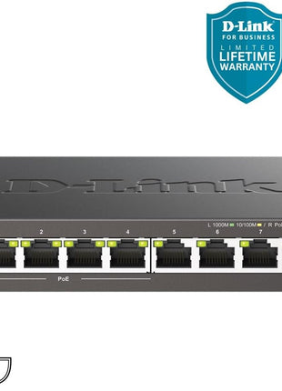 D-Link PoE Switch, 8 Port Ethernet Gigabit Unmanaged Desktop Switch with 4 PoE Ports 68W Budget (DGS-1008P),Black