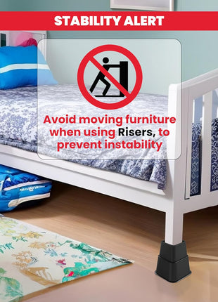 Utopia Bedding Adjustable Bed Risers 3 & 5 Inch, Black, 4-Pack | Supports up to 1,300 lbs with a stable, anti-slip design