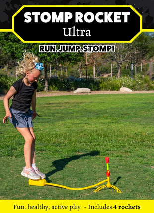Stomp Rocket Ultra, High-Flying Rocket Launcher for Kids, 4 Rockets | Fun Outdoor Toys for Boys & Girls, Ages 5 & Up - Soft Foam Tipped Blaster Set Soars Up to 200ft - STEM Toys for Outside Play