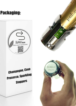Champagne Sealer Stopper, BGMAx 3 Pack Stainless Steel Sparkling Wine Bottle Plug Sealer Set with a Longer Sealing Plug, Gifts Accessories for Champagne