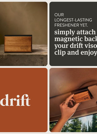 Drift Car Air Freshener - Wood Air Freshener - Car Odor Eliminator - Teak Scent Starter Kit