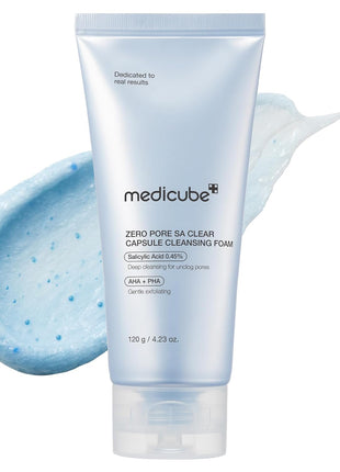 medicube Zero Pore Clear Blue Capsule Facial Deep Cleanser for Skin Texture, Blackhead & Pore Care | AHA, BHA & PHA for Double Cleansing, Daily Gentle Face Wash, Korean Skincare | 120g / 4.23 oz