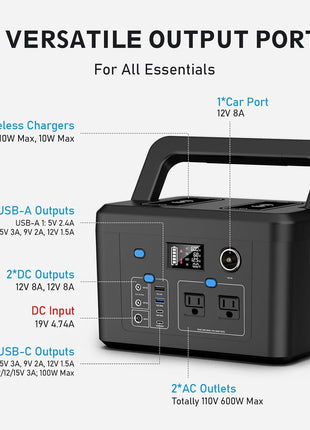 600W Portable Power Station, 296Wh Lithium Solar Generator for Camping | Powkey Battery Powered Power Bank with 110V AC Outlet, Emergency Backup Battery for CPAP, Outdoor & Home Use