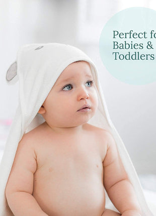 HIPHOP PANDA Hooded Towel - Rayon Made from Bamboo, Bath Towel with Bear Ears for Newborn, Babie, Toddler, Infant - Absorbent Large Baby Towel - Bear, 30 x 30 Inch