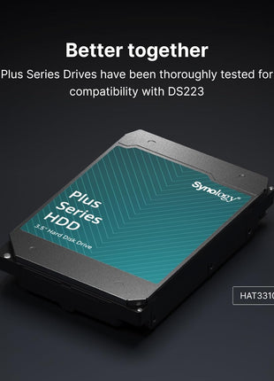 Synology DS223 Home & Office Backup Hub - Centralize Files, Protect Data & Monitor Property (2-Bay Diskless NAS)