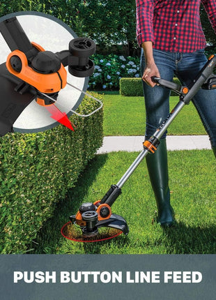 WORX Cordless String Trimmer & Lawn Edger, 12" Electric Weed Wacker with Command Feed, 20V Weed Eater with 5.5 LBS, 2 Batteries & Charger Included, WG163