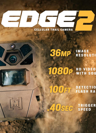 Moultrie Edge 2 Cellular Trail Camera - Auto Connect Nationwide 4G LTE - On Demand 36MP Photo - 1080P Video with HD Audio - 100 Ft Detection Range - Low Glow Flash