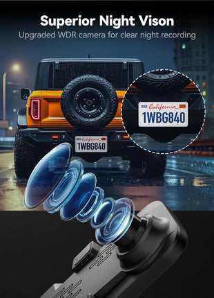 WOLFBOX G840S 12" 4K Mirror Dash Cam Backup Camera, 5.8GHz WiFi Smart Rearview Mirror for Cars & Trucks, Front and Rear View Dual Cameras, Night Vision, Parking Assistance, Included 32GB Card & GPS