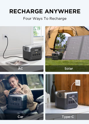 EF ECOFLOW Portable Power Station RIVER 2 Pro, 768Wh 800W | 70 Min Fast Charging, LiFePO4 Battery,4 AC Outlets, X-Boost 1600W Solar Generator for Outdoor Camping(Solar Panel Optional)