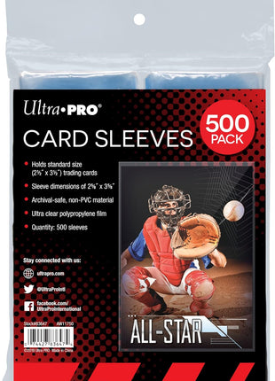 Ultra PRO - Penny Sleeves® Clear Card Sleeves for Standard Size Trading Cards measuring 2.5 inch x 3.5 inch (500 count pack)