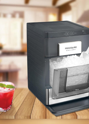 Frigidaire Gallery, 33 Lbs. Countertop Ice Maker, Nugget Shaped Ice, Stainless Steel Trim (Black)