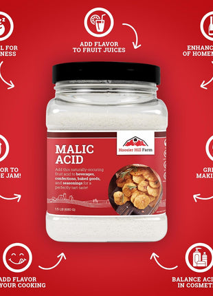 Hoosier Hill Farm Food Grade Malic Acid, 1.5LB (Pack of 1)