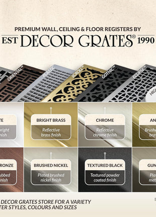 Decor Grates Metal Oriental Decorative Air Vent Cover 4x10 Floor Register ??Adjustable Control Lever ??AC Floor Vent Covers for Home Floor Vents ??Fits 4 x 10 Inch Opening ??Rubbed Bronze (AJH410-RB)