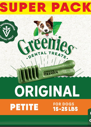 Greenies Veterinarian-Recommended Adult Natural Dental Dog Treats Petite Size, Dog Dental Chews, Original Flavor, 36 oz. Pack, 60 Count