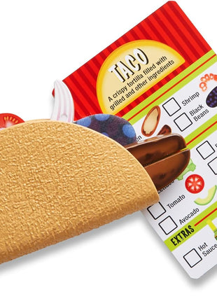 Melissa & Doug Fill & Fold Taco & Tortilla Set, 43 Pieces – Sliceable Wooden Mexican Play Food, Skillet, and More - FSC Certified