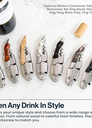 HiCoup Wine Opener - Professional Corkscrews for Wine Bottles w/Foil Cutter and Cap Remover - Manual Wine Key for Servers, Waiters, Bartenders and Home Use - Classic Rosewood