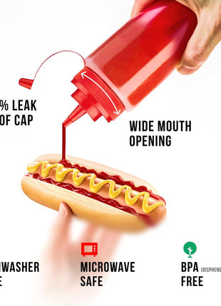 Norcalway 12 oz Condiment Squeeze Bottles for Sauces   Leak Proof Oil, Syrup, Dressing Squirt Bottles   3 Pack