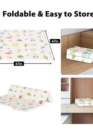 XVISHX Baby Play Mat, 50 x 50 Inch Play Mat Perfect for Use Baby Playpen, Foldable Baby Foam Playmat for Floor, Portable Waterproof Activity PlayMats for Babies, Infants and Toddlers