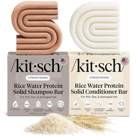 Kitsch Rice Water Solid Shampoo and Conditioner Set for Hair Growth ・2 pcs