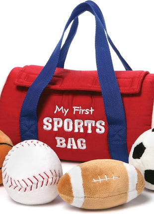 GUND Baby My First Sports Bag 5-Piece Sensory Plush Toy Playset for Babies