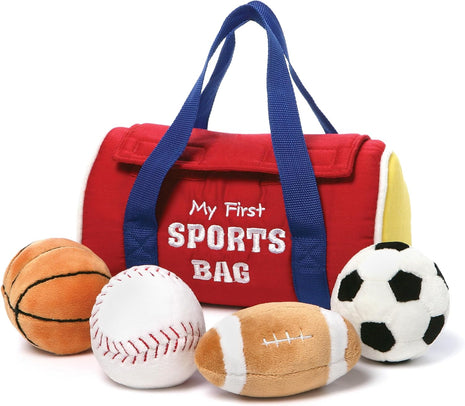 GUND Baby My First Sports Bag 5-Piece Sensory Plush Toy Playset for Babies