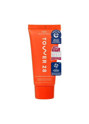 Tower 28 SOS Recovery Face Cream - Hydrating Face Moisturizer with Hyaluronic Acid + Ceramides - Skin Barrier Repair Moisturizer Reduces Redness + Improves Texture - Sensitive Skin Care (1.86 oz)